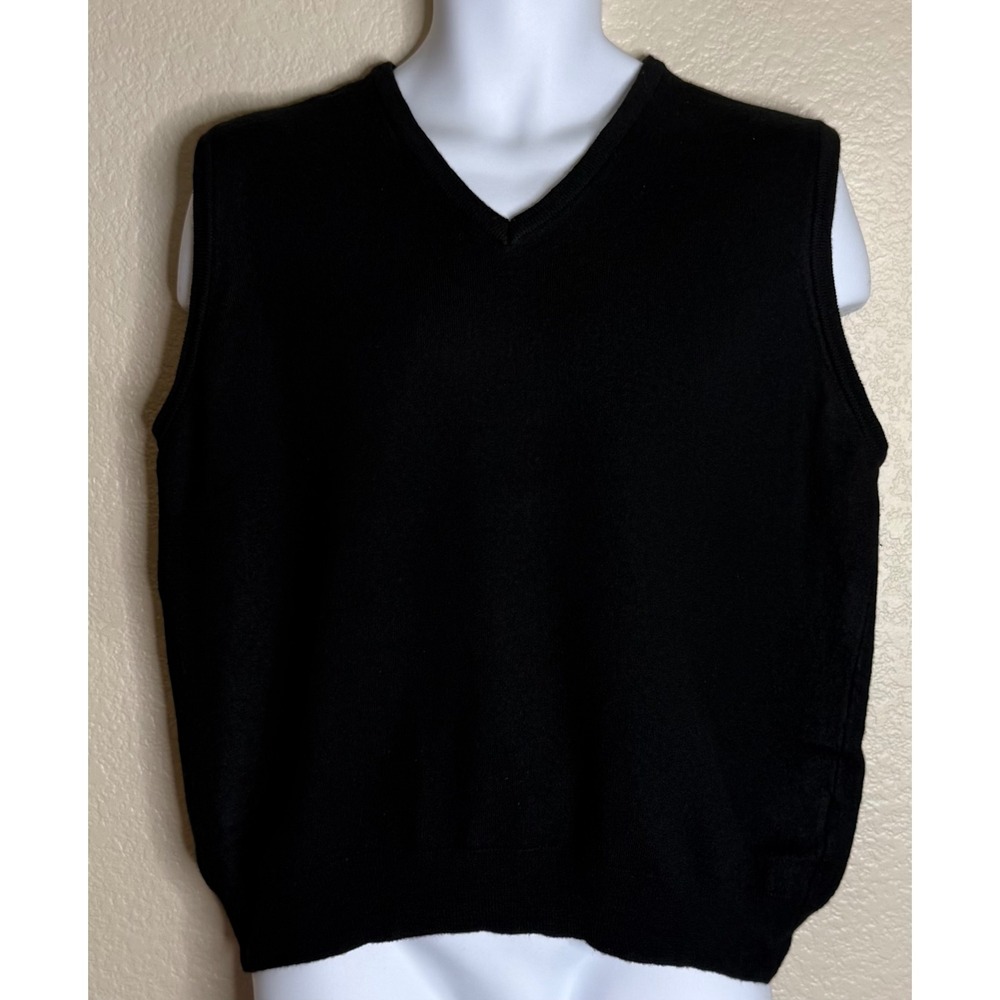Barneys New York XXL Sweater Vest Black 100% Merino Wool V Neck Made in Italy